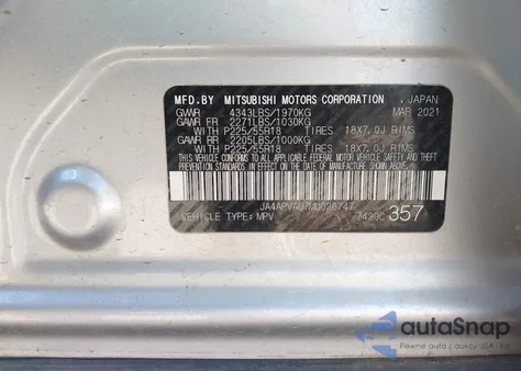 2021 Mitsubishi Outlander Sport 2.0 Se 2Wd from USA, damaged, VIN JA4APVAU7MU026747